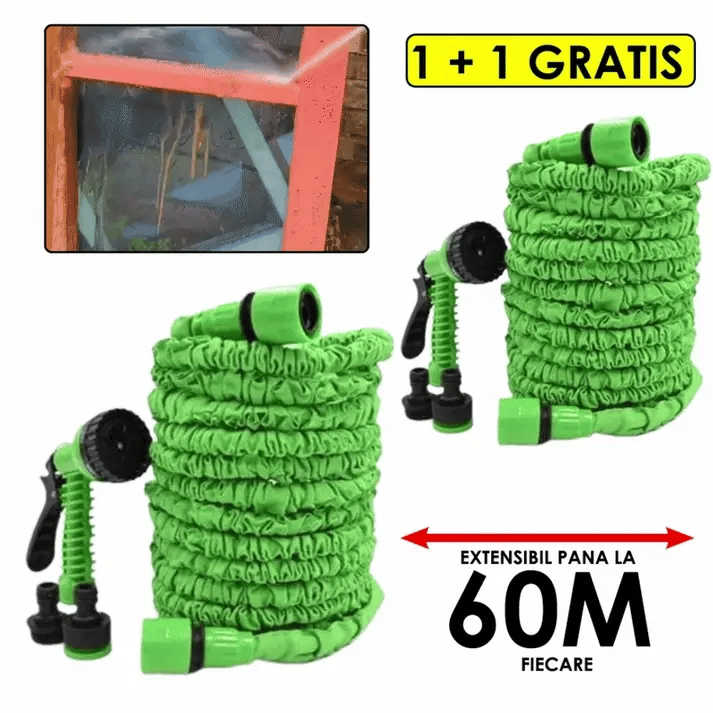 1+1 GRATIS Furtun De Gradina Expert Garden Extensibil Si Rezistent 2 x 60M