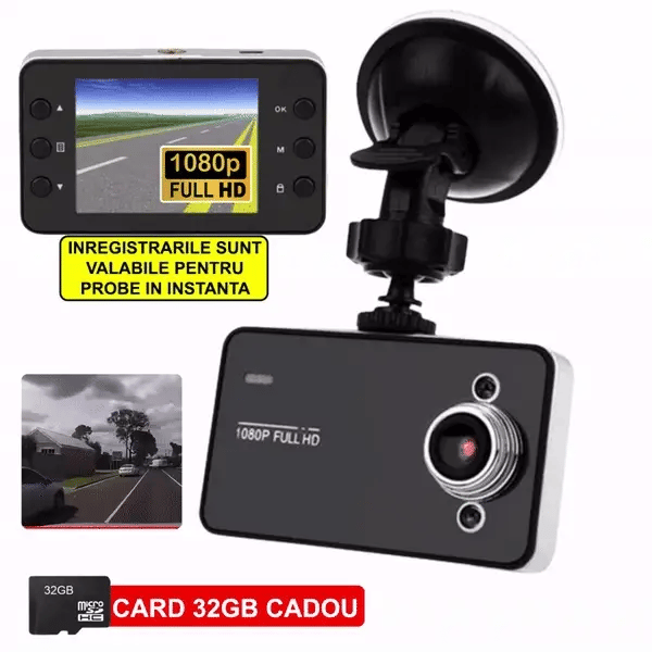 Camera Video Auto, DVR, Full HD 1080p, Ecran 2.4 inch + Card 64 GB CADOU