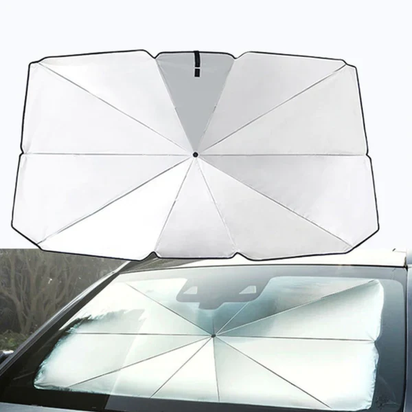 1+1 GRATIS: Parasolar Pliabil Tip Umbrela Pentru Masina, Fixare De Usile Masinii, 125 cm x 65 cm