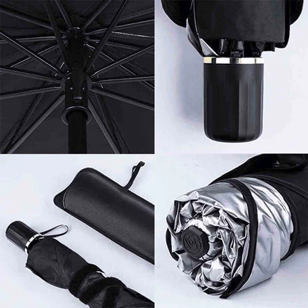 1+1 GRATIS: Parasolar Pliabil Tip Umbrela Pentru Masina, Fixare De Usile Masinii, 125 cm x 65 cm