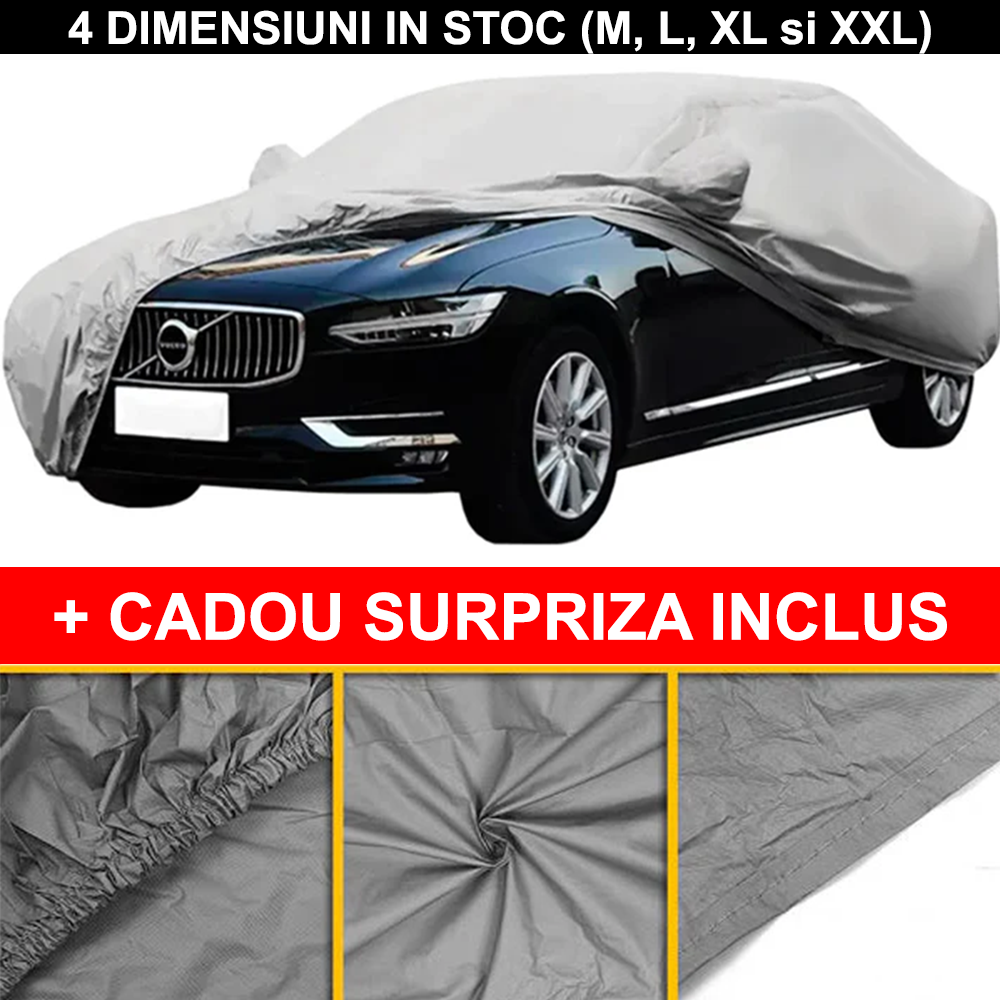 Prelata Universala Pentru Autoturisme, Acopera Complet Masina, Usor de Depozitat, Gri +CADOU SURPRIZA