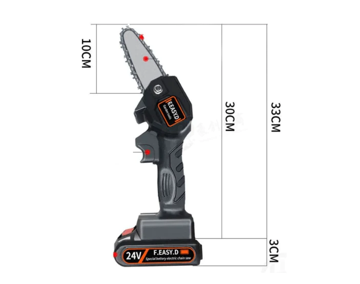 Pachet PROMO: Mini Fierastrau Electric Cu Acumulatori 24V, 2x Baterie + 2x Lant + 2x Lama, 4 Inch + CADOU Water Zoom