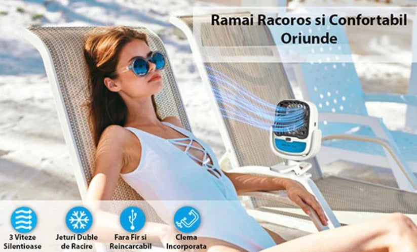 Mini Racitor Portabil Cu Apa Si Gheta Arctic Cool 360° Ideal Pentru Cort, Carucior Bebe