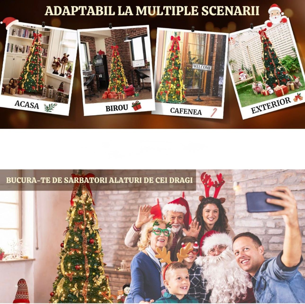 Brad Artifician De Craciun, Cu 45 De Accesorii Pentru Impodobit, 1.8 m Inaltime + Instalatie 10 m CADOU