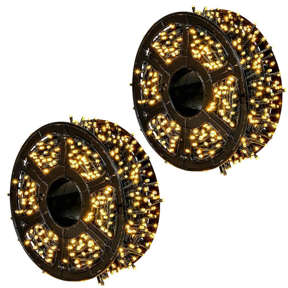 1+1 GRATIS:Instalatie De Craciun, Tip Rola, Cu 1200 LED-uri Mari, Interior sau Exterior, Rezistenta La Vreme Rea, 120 m, Alb Cald