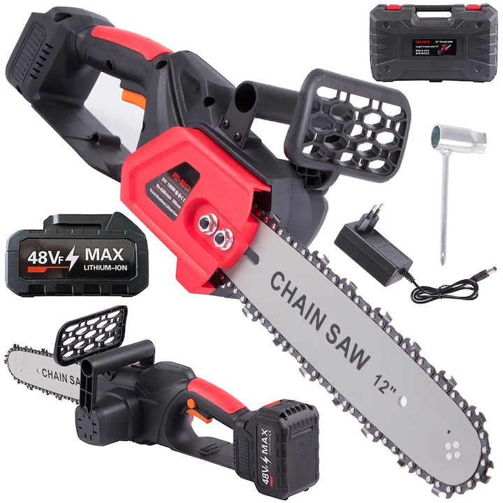 Drujba Electrica, Cu 1 x Lama 31 cm (12 INCH), 1 x Lant, 2 x Acumulator 48 V, Geanta De Transport CADOU