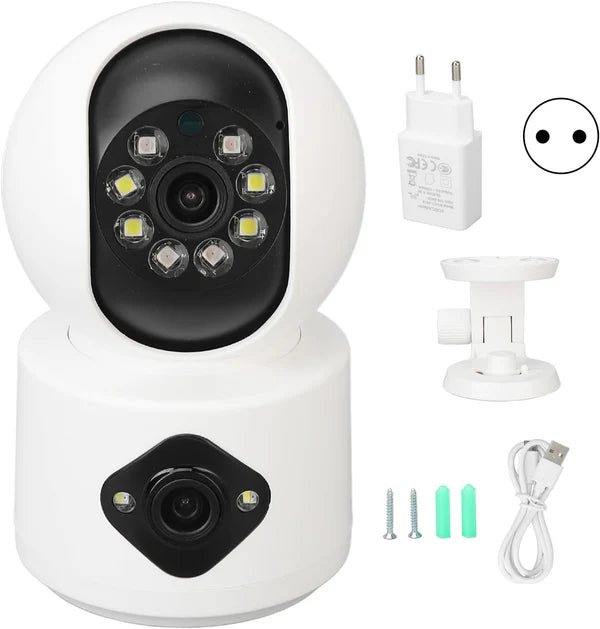 Camera De Supraveghere, Full HD, Conexiune WIFI, 2 Lentile, Senzor de Miscare, Cu Difuzor si Microfon, Rotire 360°