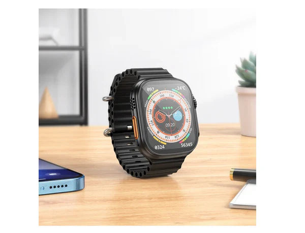 Ceas Smartwatch S9 Ultra, Deluxe Edition, Incarcare Wireless, Notificare Apel, Ritm Cardiac, Monitorizare Somn + 1 Bratara Silicon CADOU