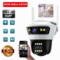 Camera Smart Jortan, Conexiune Wifi, 2 Lentile, Vizualizare Live In Aplicatie, Interior/Exterior, IP66 Protectie