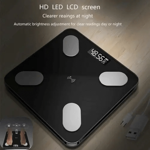Cantar Inteligent, Conexiune Bluetooth, Ecran Afisaj LCD, Masoara Indicii Corporali, Din Sticla Securizata
