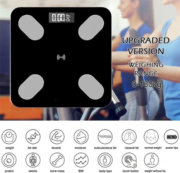 Cantar Inteligent, Conexiune Bluetooth, Ecran Afisaj LCD, Masoara Indicii Corporali, Din Sticla Securizata