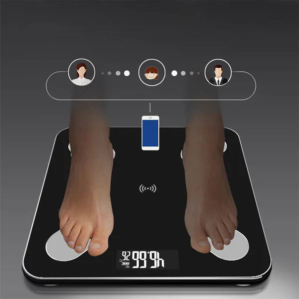 Cantar Inteligent, Conexiune Bluetooth, Ecran Afisaj LCD, Masoara Indicii Corporali, Din Sticla Securizata