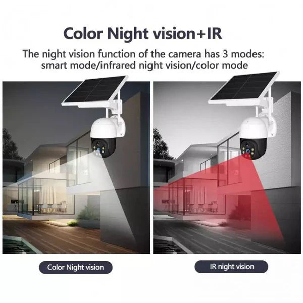 Camera de Supraveghere WiFi, Solara, Pentru Exterior, Vedere de Noapte, Grad Protectie Apa IP66, 2 Antene