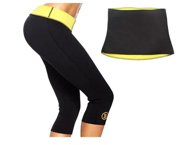 Set Fitness Din Pantaloni Si Centura Pentru Slabit , Marime S-XXL + 10 Plasturi CADOU