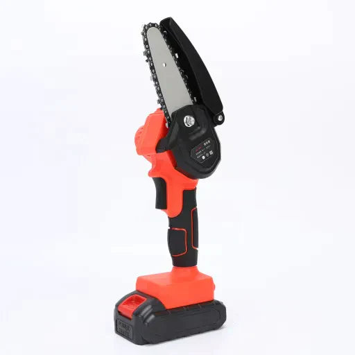 LICHIDARE STOC: Mini Fierastrau Electric Cu Acumulatori 24V, 2x Baterie + 2x Lant + 2x Lama, 4 Inch + CADOU pila 25cm+CADOU Cutie De Depozitare
