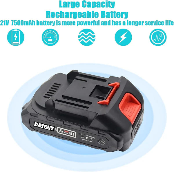 Drujba Electrica Cu Ungere, cu 2 x Acumulatori 48V, 1 x Lama Lunga de 21 cm, 1 x Lant, Incarcator si Geanta Transport +PILA CADOU
