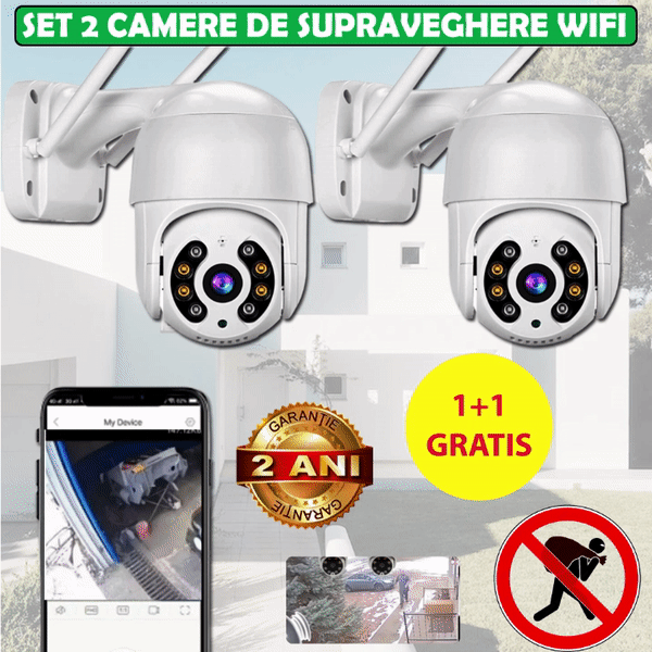 PACHET PROMO: 2 x Camera Supraveghere WiFi IP 355 Grade cu CONTROL PE TELEFON