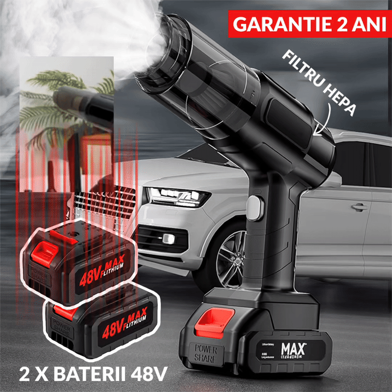 Aspirator Profesional 6 in 1 cu 2x Acumulatori 48V Pentru Casa,Masina,Birou,Eficienta Si Putere Mare De Aspirare,Flitru Hepa