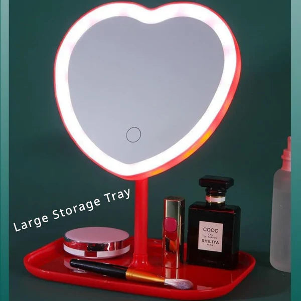 Oglinda De Machiaj, Cu Lumina LED, Incarcare USB, Lumina Reglabila, Tavita De Depozitare Inclusa