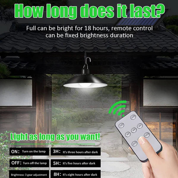 Lampa Suspendata Cu Incarcare Solara, Reglare Intensitate Lumina, Control Prin Telecomanda, Lumina Alb Rece