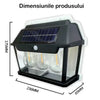 Lampa Solara De Perete Cu 3 Becuri LED, Cu Senzor de Miscare si Lumina, 3 Moduri de Iluminare, Rezistenta la Apa