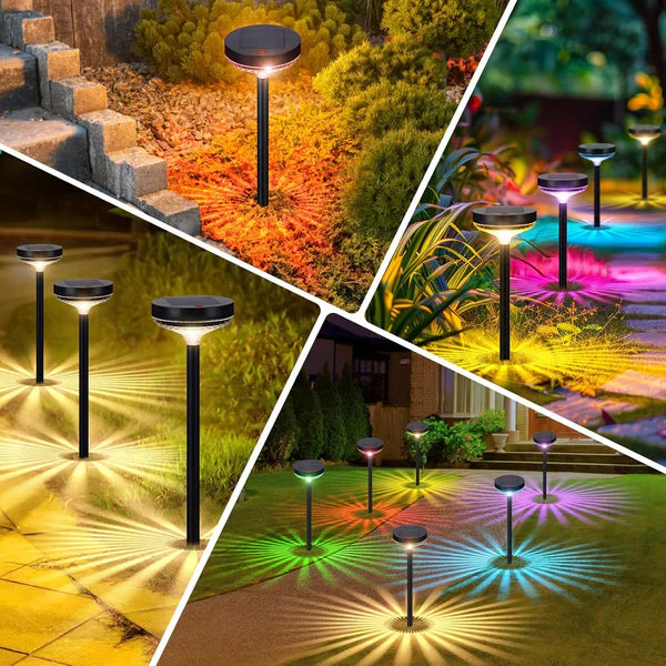 Set 2 Lampi Solare Stralucitoare, Cu Reflexii Puternice, Pentru Exterior, Rezistente La Apa, Alb Cald si Multicolor