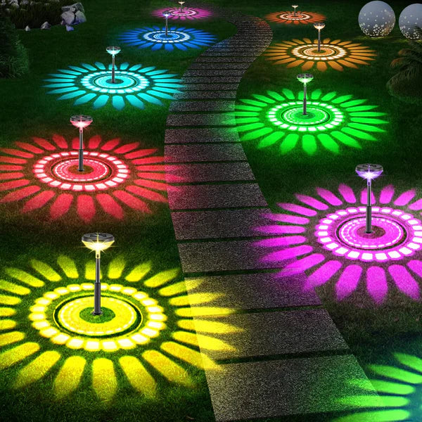 Set 2 Lampi Solare Stralucitoare, Cu Reflexii Puternice, Pentru Exterior, Rezistente La Apa, Alb Cald si Multicolor