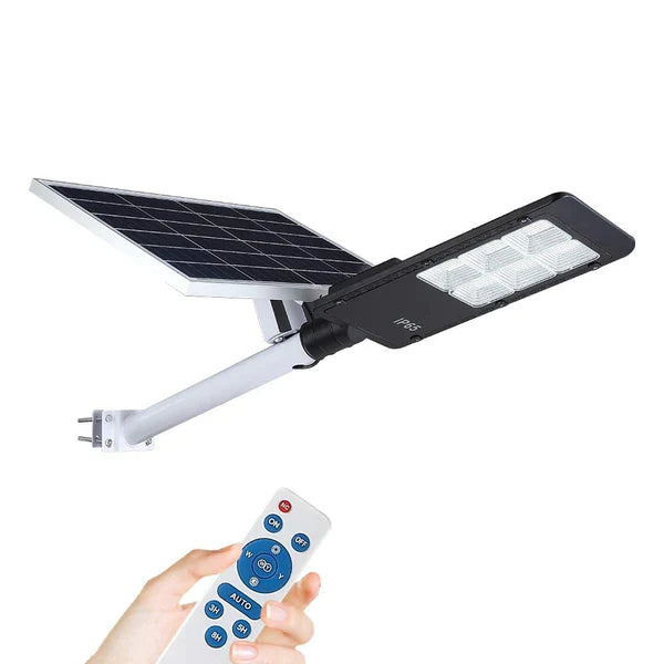 Lampa Solara Cu Stalp Metalic, Iluminare Puternica, 400W, Control Din Telecomanda, Rezistent La Intemperii