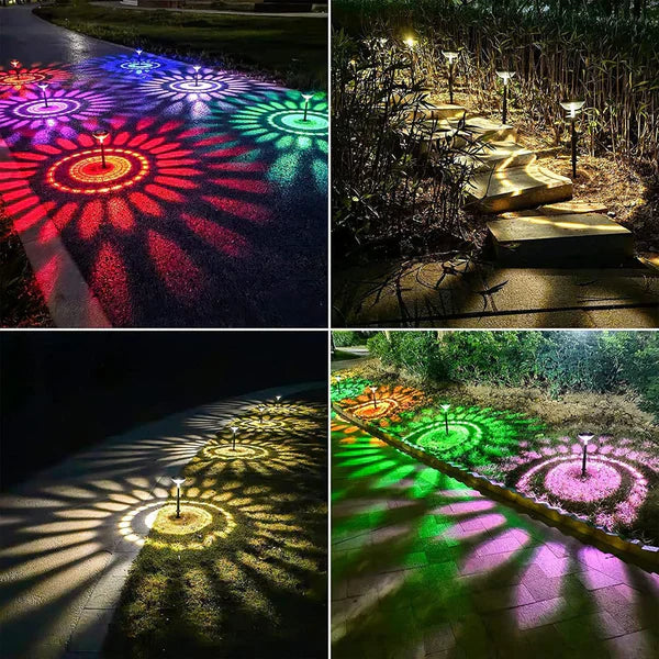 Set 2 Lampi Solare Stralucitoare, Cu Reflexii Puternice, Pentru Exterior, Rezistente La Apa, Alb Cald si Multicolor