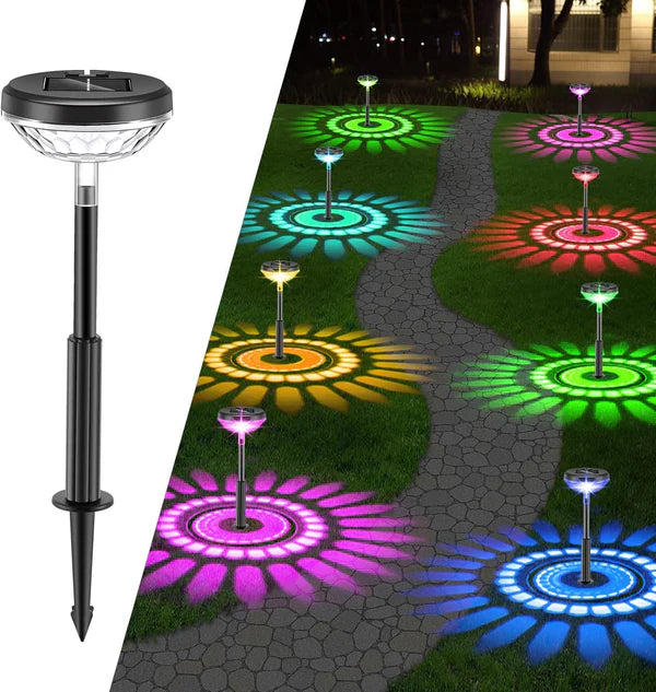 Set 2 Lampi Solare Stralucitoare, Cu Reflexii Puternice, Pentru Exterior, Rezistente La Apa, Alb Cald si Multicolor