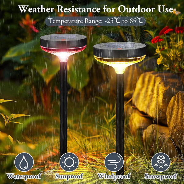 Set 2 Lampi Solare Stralucitoare, Cu Reflexii Puternice, Pentru Exterior, Rezistente La Apa, Alb Cald si Multicolor