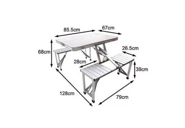 Masa Pliabila, Tip Geamantan, Cu 4 Scaune si Suport Umbrela, Din Aluminiu