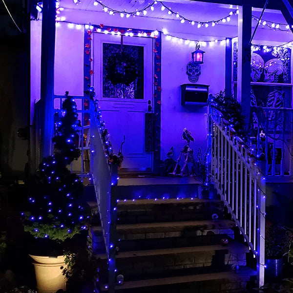 1+1 GRATIS:Instalatie De Craciun, Tip Rola, Cu 1200 LED-uri Mari, Interior sau Exterior, Rezistenta La Vreme Rea, 120 m, Albastru