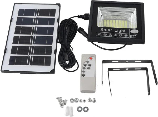 1+1 GRATIS - Proiector LED Cu Panou Solar VELORA, 50W, Control Prin Telecomanda, Senzor Crepuscular + Accesorii