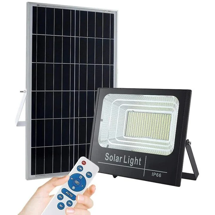Pachet Promotional: Proiector  Rezistent Si Puternic Jortan 200W + Panou Solar + Telecomanda Si Accesorii,Incarcare Rapida