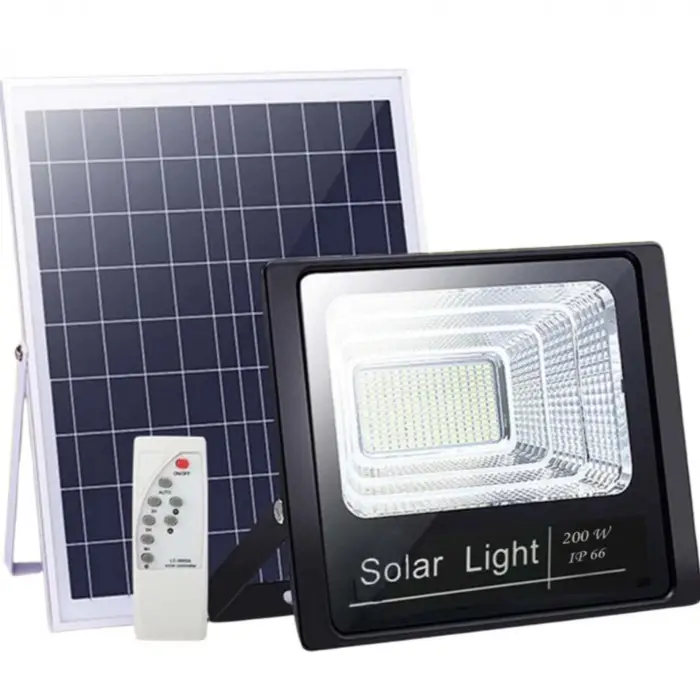 Pachet Promotional: Proiector  Rezistent Si Puternic Jortan 200W + Panou Solar + Telecomanda Si Accesorii,Incarcare Rapida