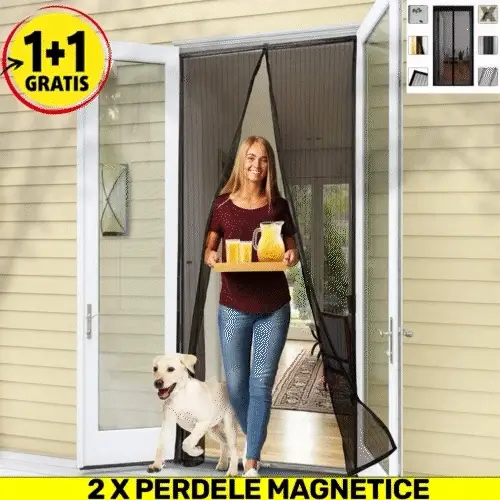 1+1 GRATIS - Plasa Pentru Usa, Impotriva Insectelor, Cu Magnet, Dimensiune 210 x 100 cm
