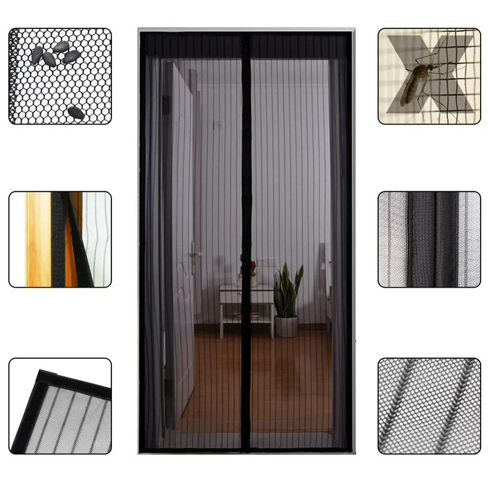 1+1 GRATIS - Plasa Pentru Usa, Impotriva Insectelor, Cu Magnet, Dimensiune 210 x 100 cm
