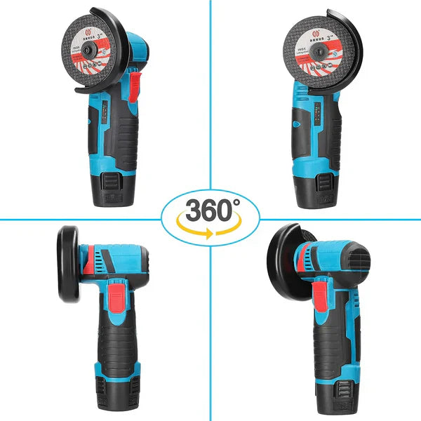 Mini Polizor Unghiular Electric cu 2 Acumulatori si 6 Discuri,Flex Portabil, 12V, Disc 76MM