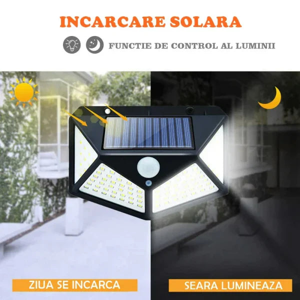 ☀️ Mega Pachet: 8 Lămpi Solare 100 LED – Lumină Puternică, ZERO Costuri!