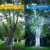 1+1 GRATIS Instalatie De Craciun, Cu Incarcare Solara, 1200 LED-uri Mari, Alb Rece, 120 m Lungime
