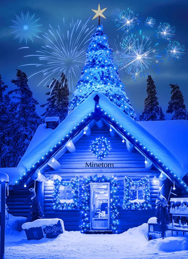 1+1 GRATIS Instalatie De Craciun, Cu Incarcare Solara, 700 LED-uri Mari, Albastru, 70 m Lungime