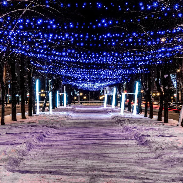 1+1 GRATIS Instalatie De Craciun, Cu Incarcare Solara, 700 LED-uri Mari, Albastru, 70 m Lungime