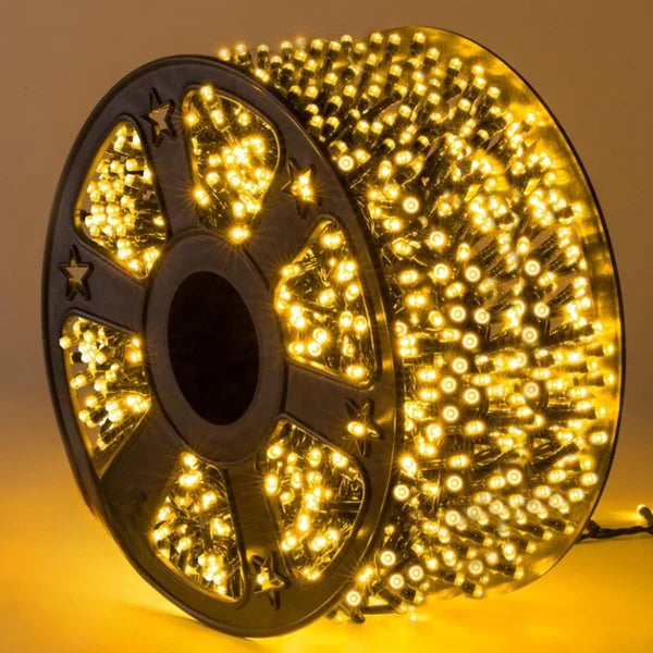 1+1 GRATIS:Instalatie De Craciun, Tip Rola, Cu 1000 LED-uri Mari, Interior sau Exterior, Rezistenta La Vreme Rea, 100 m, Alb Cald
