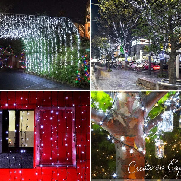 Instalatie De Craciun, Tip Rola, Cu 200 LED-uri Mari, Interior sau Exterior, Rezistenta La Vreme Rea, 20 m, Alb Rece