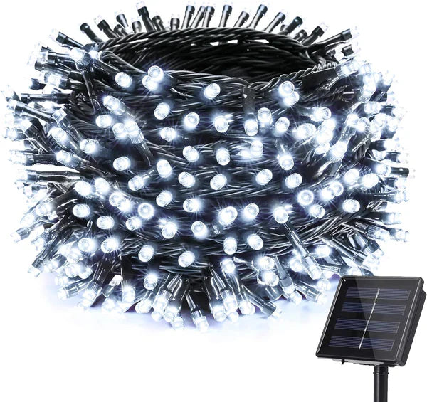 Instalatie De Craciun, Cu Incarcare Solara, 1200 LED-uri Mari, Alb Rece, 120 m Lungime