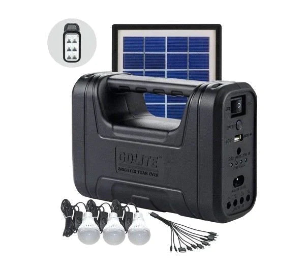 KIT Panou Solar Cu 3 Becuri, Incarcator USB Si Lanterna LP-0061