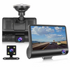 Camera auto TRIPLA Full HD cu monitor de 4 INCH pentru bord si unghi larg de filmare de 170 grade + Card 64GB