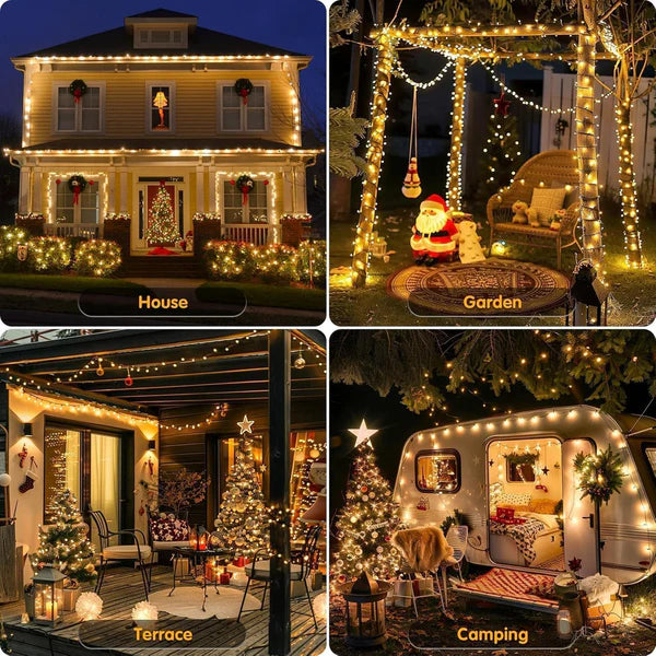 1+1 GRATIS:Instalatie De Craciun, Tip Rola, Cu 500 LED-uri Mari, Interior sau Exterior, Rezistenta La Vreme Rea, 50 m, Alb Cald