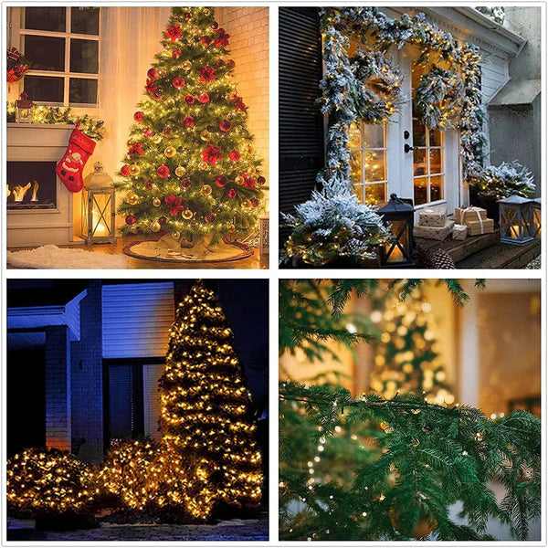 1+1 GRATIS:Instalatie De Craciun, Tip Rola, Cu 500 LED-uri Mari, Interior sau Exterior, Rezistenta La Vreme Rea, 50 m, Alb Cald